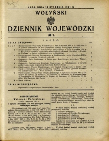 Wołyński Dziennik Wojewódzki 1931.01.10 R.11 nr 1