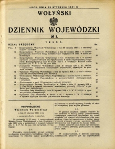 Wołyński Dziennik Wojewódzki 1931.01.29 R.11 nr 2