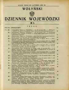 Wołyński Dziennik Wojewódzki 1931.02.25 R.11 nr 3