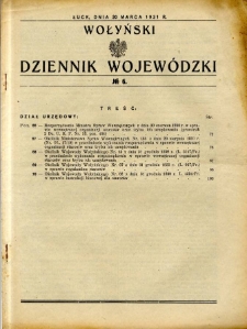 Wołyński Dziennik Wojewódzki 1931.03.30 R.11 nr 6