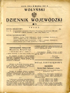 Wołyński Dziennik Wojewódzki 1931.03.30 R.11 nr 7