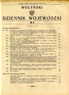 Wołyński Dziennik Wojewódzki 1931.05.20 R.11 nr 9