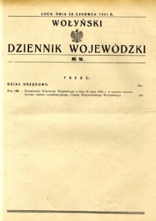 Wołyński Dziennik Wojewódzki 1931.06.20 R.11 nr 10