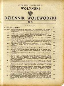 Wołyński Dziennik Wojewódzki 1931.07.24 R.11 nr 11