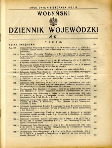 Wołyński Dziennik Wojewódzki 1931.11.06 R.11 nr 17