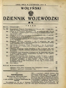 Wołyński Dziennik Wojewódzki 1931.11.14 R.11 nr 18