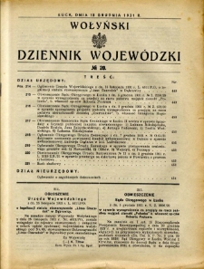 Wołyński Dziennik Wojewódzki 1931.12.13 R.11 nr 20
