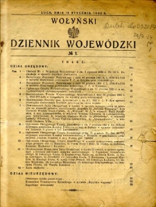 Wołyński Dziennik Wojewódzki 1932.01.14 R.12 nr 1