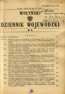 Wołyński Dziennik Wojewódzki 1936.05.20 R.16 nr 14