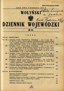 Wołyński Dziennik Wojewódzki 1936.08.10 R.16 nr 21