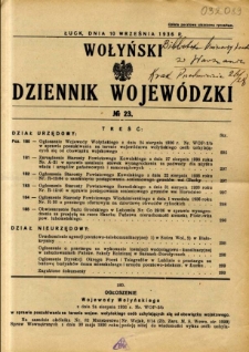Wołyński Dziennik Wojewódzki 1936.09.10 R.16 nr 23