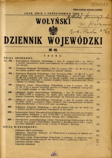 Wołyński Dziennik Wojewódzki 1936.10.02 R.16 nr 26
