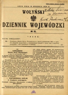 Wołyński Dziennik Wojewódzki 1936.12.10 R.16 nr 32