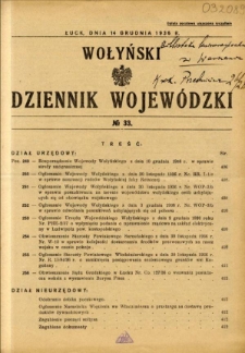 Wołyński Dziennik Wojewódzki 1936.12.14 R.16 nr 33