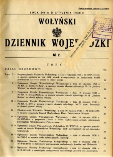 Wołyński Dziennik Wojewódzki 1938.01.31 R.18 nr 2
