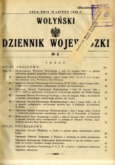 Wołyński Dziennik Wojewódzki 1938.02.19 R.18 nr 3