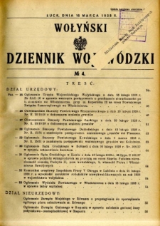 Wołyński Dziennik Wojewódzki 1938.03.16 R.18 nr 4