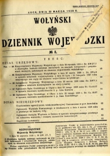 Wołyński Dziennik Wojewódzki 1938.03.30 R.18 nr 5