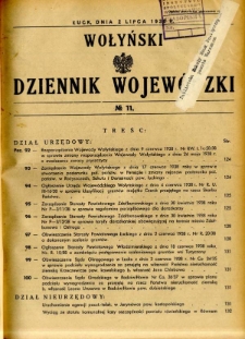 Wołyński Dziennik Wojewódzki 1938.07.02 R.18 nr 11
