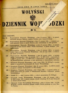 Wołyński Dziennik Wojewódzki 1938.07.16 R.18 nr 12