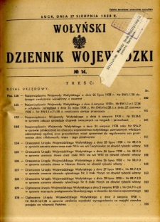 Wołyński Dziennik Wojewódzki 1938.08.27 R.18 nr 14