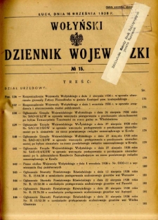 Wołyński Dziennik Wojewódzki 1938.09.16 R.18 nr 15