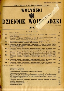 Wołyński Dziennik Wojewódzki 1938.10.13 R.18 nr 18