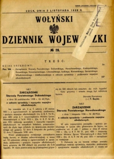 Wołyński Dziennik Wojewódzki 1938.11.03 R.18 nr 20