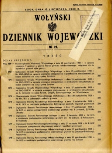 Wołyński Dziennik Wojewódzki 1938.11.15 R.18 nr 21