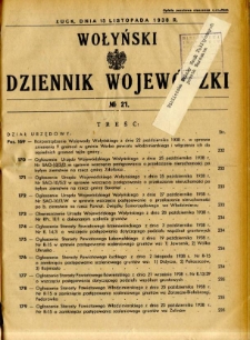Wołyński Dziennik Wojewódzki 1938.11.15 R.18 nr 21