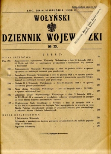 Wołyński Dziennik Wojewódzki 1938.12.10 R.18 nr 23