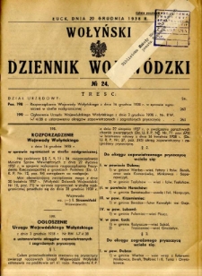 Wołyński Dziennik Wojewódzki 1938.12.20 R.18 nr 24