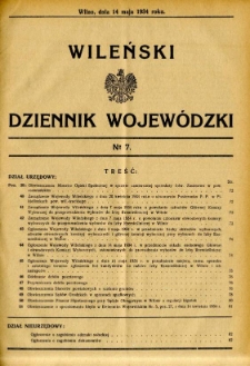 Wileński Dziennik Wojew&oacute;dzki 1934.05.14 nr 7