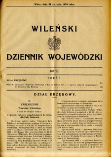 Wileński Dziennik Wojew&oacute;dzki 1934.08.31 nr 13