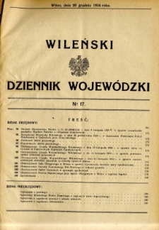 Wileński Dziennik Wojew&oacute;dzki 1934.12.20 nr 17