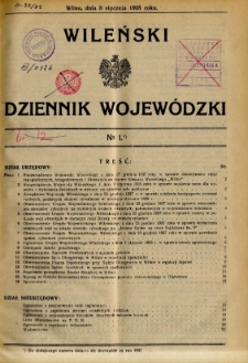Wileński Dziennik Wojew&oacute;dzki 1938.01.08 nr 1
