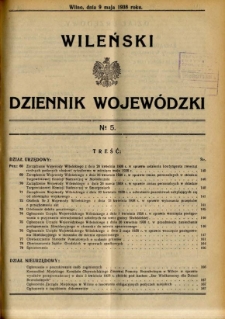 Wileński Dziennik Wojewódzki 1938.05.09 nr 5