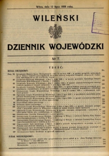 Wileński Dziennik Wojew&oacute;dzki 1938.07.12 nr 7