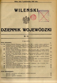 Wileński Dziennik Wojew&oacute;dzki 1938.10.07 nr 13