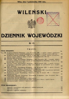 Wileński Dziennik Wojewódzki 1938.10.07 nr 13