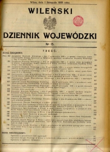 Wileński Dziennik Wojewódzki 1938.11.01 nr 15