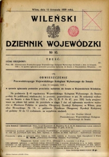 Wileński Dziennik Wojewódzki 1938.11.15 nr 16