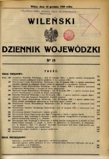 Wileński Dziennik Wojewódzki 1938.12.10 nr 19