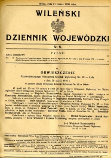 Wileński Dziennik Wojewódzki 1930.03.21 nr 5