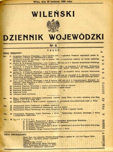 Wileński Dziennik Wojewódzki 1930.04.30 nr 8
