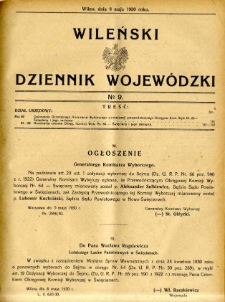 Wileński Dziennik Wojewódzki 1930.05.08 nr 9