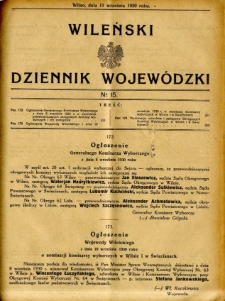 Wileński Dziennik Wojewódzki 1930.09.11 nr 15