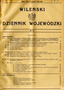 Wileński Dziennik Wojewódzki 1929.08.31 R.8 nr 8