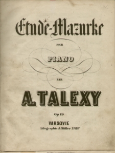 &Eacute;tude-Mazurke pour Piano, Op. 19