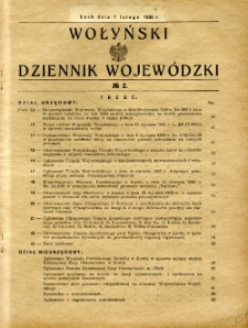 Wołyński Dziennik Wojewódzki 1930.02.01 R.10 nr 2
